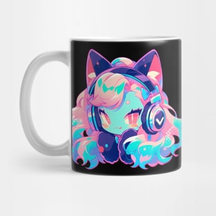 Cat Girl With Headphones Mug